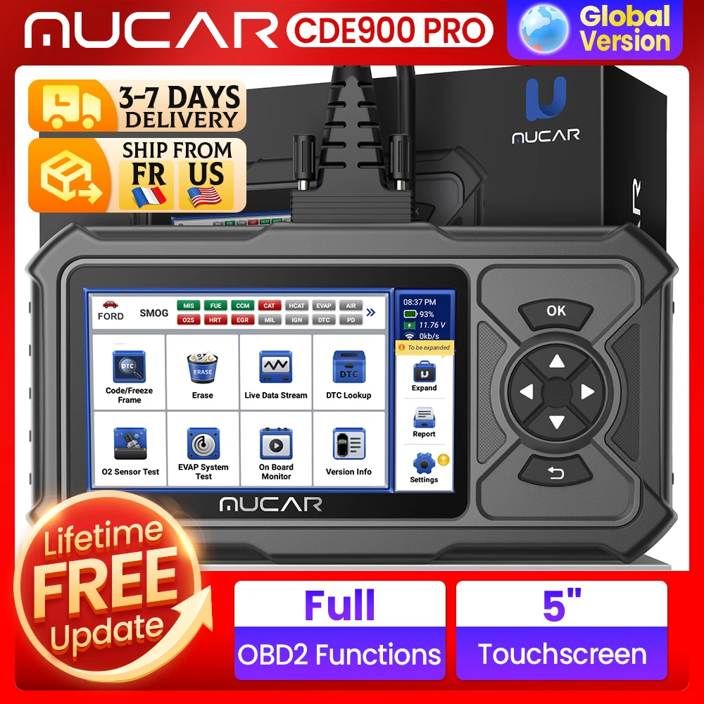 MUCAR CDE900 Pro Obd2 Scanner 2+32G Auto Car Diagnostic Tools Automotive OBD Scanner Tool Code Reader 28 Resets Full Systems