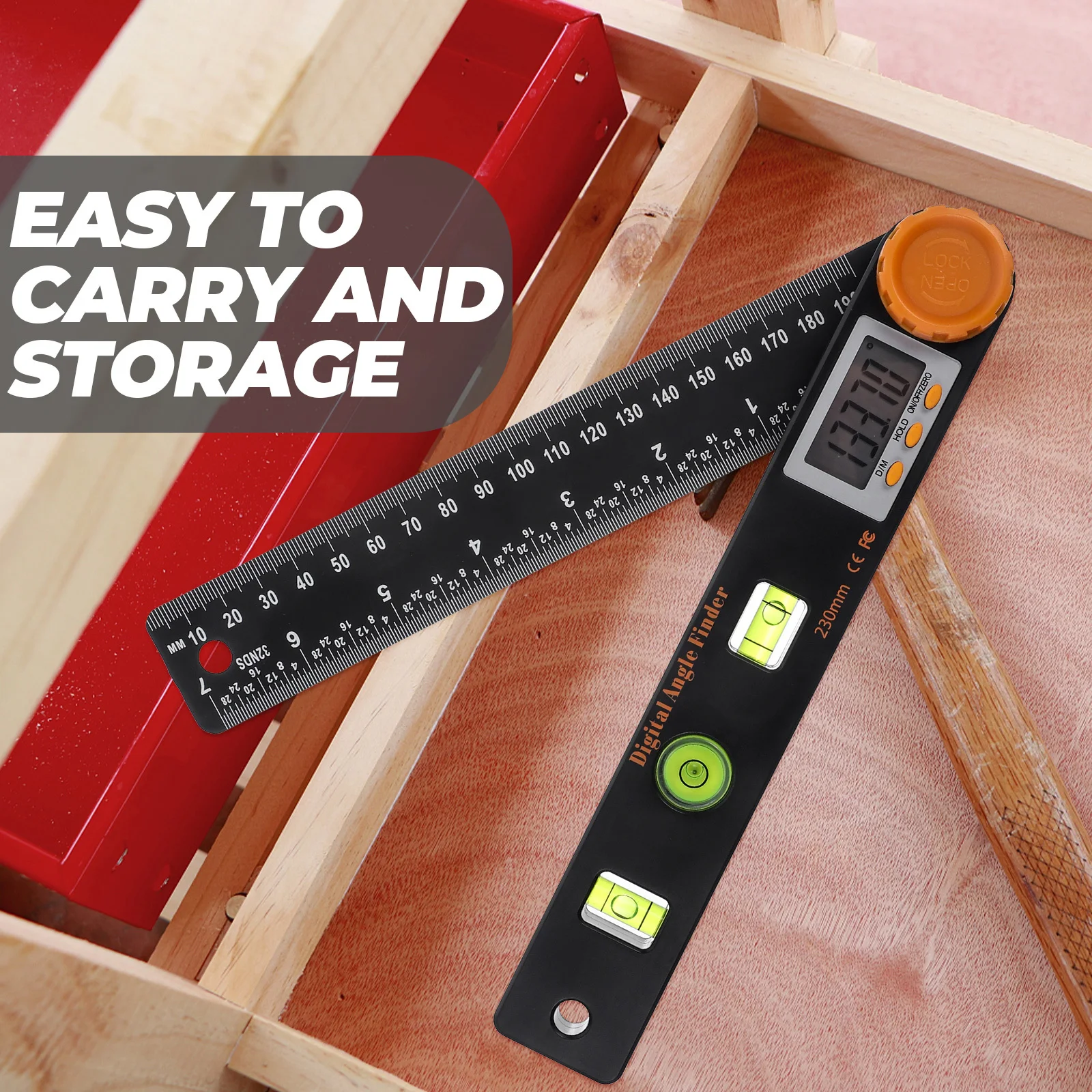 

1 Set 4 In Protractor Angle Ruler Level Universal Goniometer For Woodworking Lightweight Electronic Angle Gauge Tool