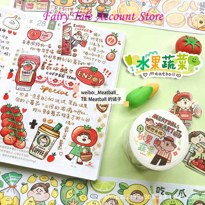 

Meatballs Whole Roll Collection Hand Account Special Oil Student Cartoon Cute DIY and Masking Tape