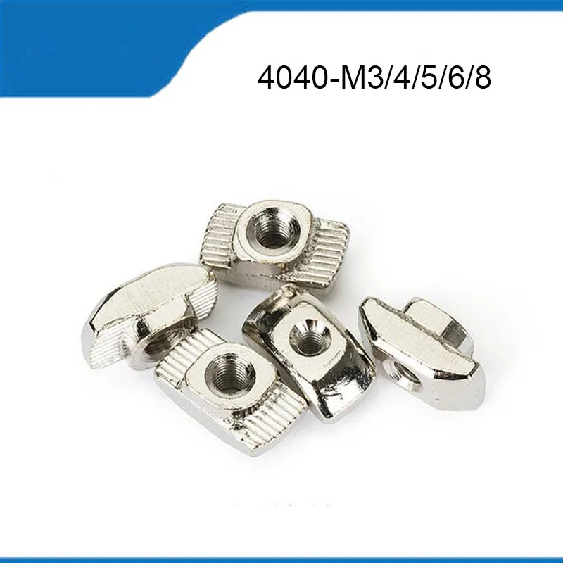 50/100pcs 4040 T Nut 40-M4 M5 M6 M8 T Hammer Block Slot Nuts for 4040 Serie Aluminum Profile Extrusion Fastener Parts Groove 8mm