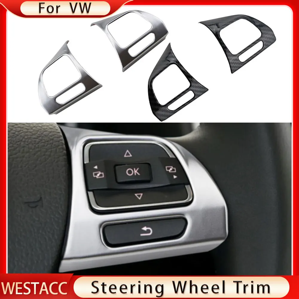 2Pcs Car Steering Wheel Panel Sticker Trim Cover for VW Golf MK6 Passat B7 CC EOS Tiguan Jetta Touran Caddy Sharan Accessories