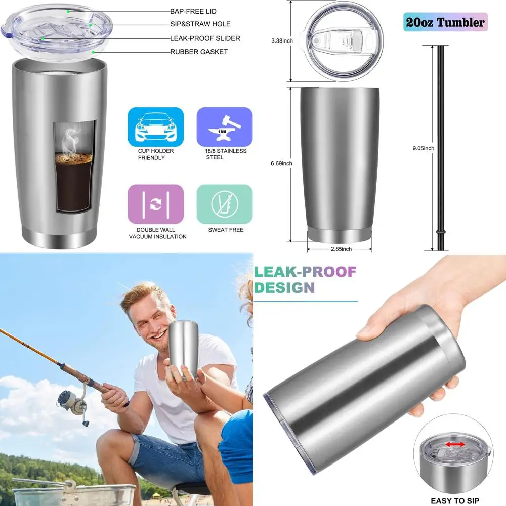 

Bulk 12-Pack Vacuum Insulated Double Wall Stainless Steel Travel Coffee Mugs with Powder Coated Cups and Lids