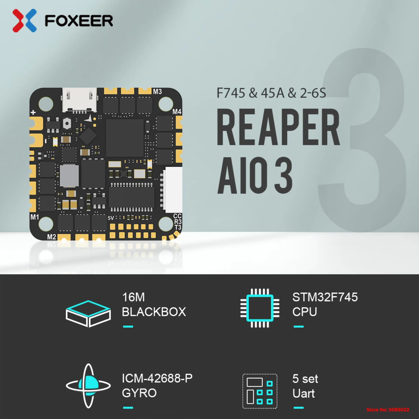 

FOXEER Reaper AIO V3 Bluejay F745 BlackBox Flight Controller BLHELIS 45A 4in1 ESC 2-6S For FPV Cinewhoop Drone Foxwhoop