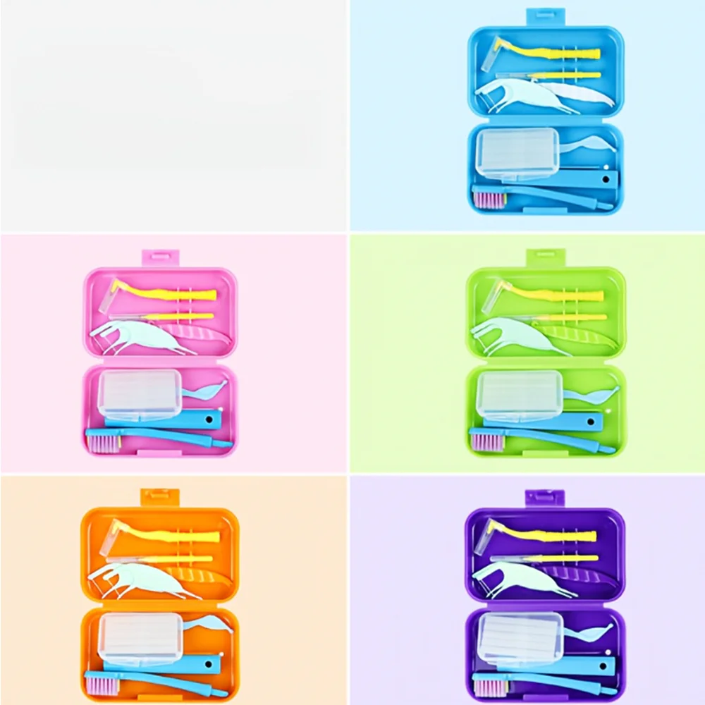 Travel Portable Orthodontic Oral Dental Cleaning Kit Foldable Toothbrush Orthodontic Wax Interdental Brush Oral Cleaning Care