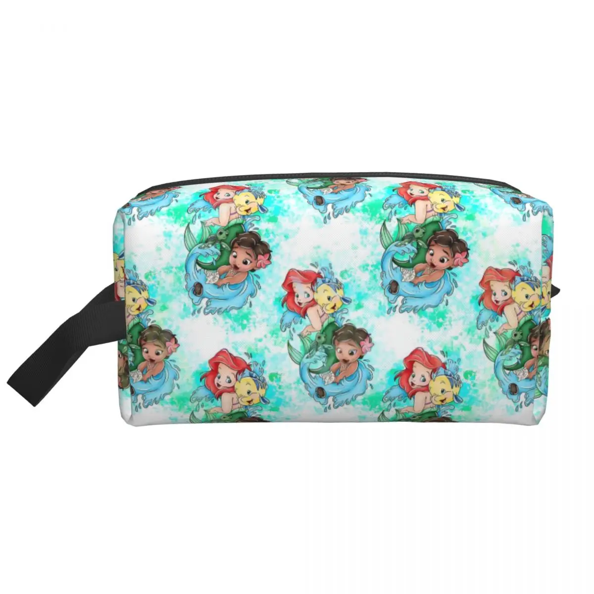 Bolsa de maquillaje personalizada de La Sirenita, organizador de cosméticos de viaje para mujer, bolsas de aseo de almacenamiento de princesa Ariel bonitas