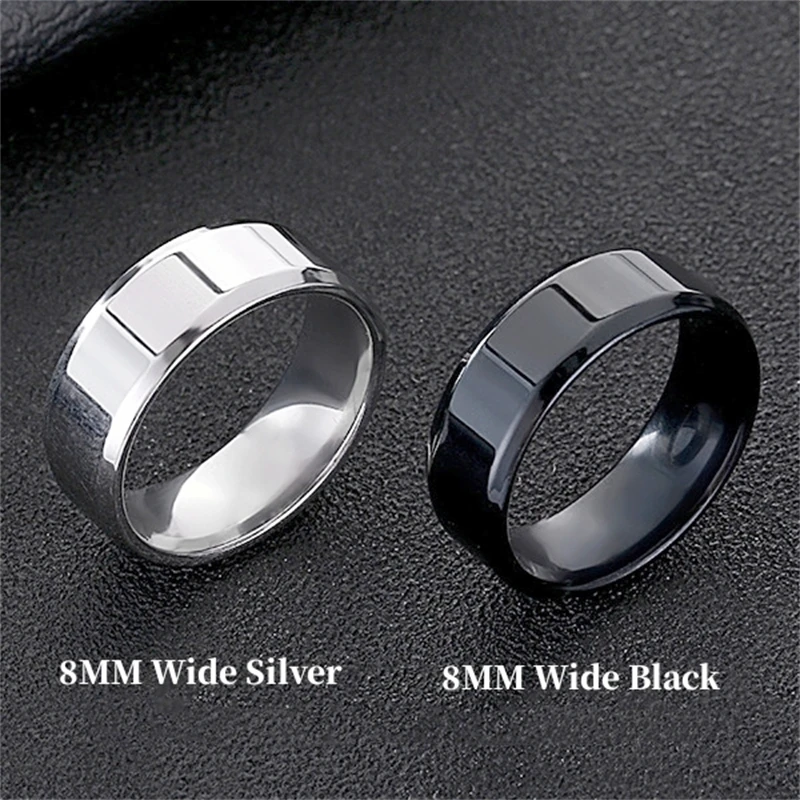 Titanium Steel Couple Ring Simple Beveled Smooth Face Ring Mirror Face Tail Ring Stainless Steel Men\'s and Women\'s Ornaments