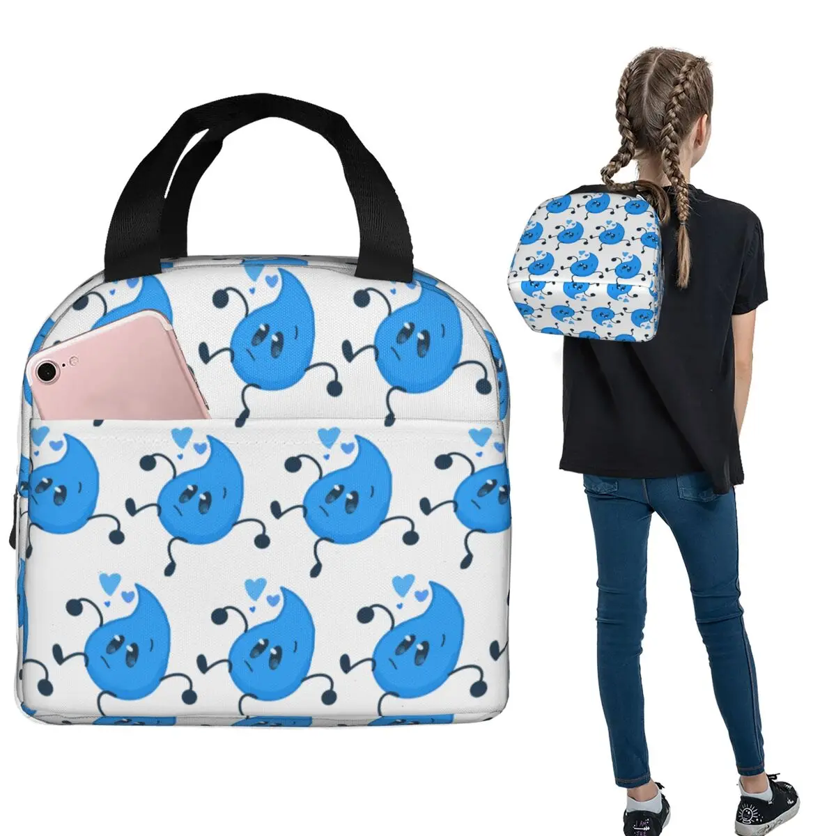 Bfdi Teardrop Insulated Lunch Bag for Women Children Portable Food Boxes Thermal Lunch Box Tote