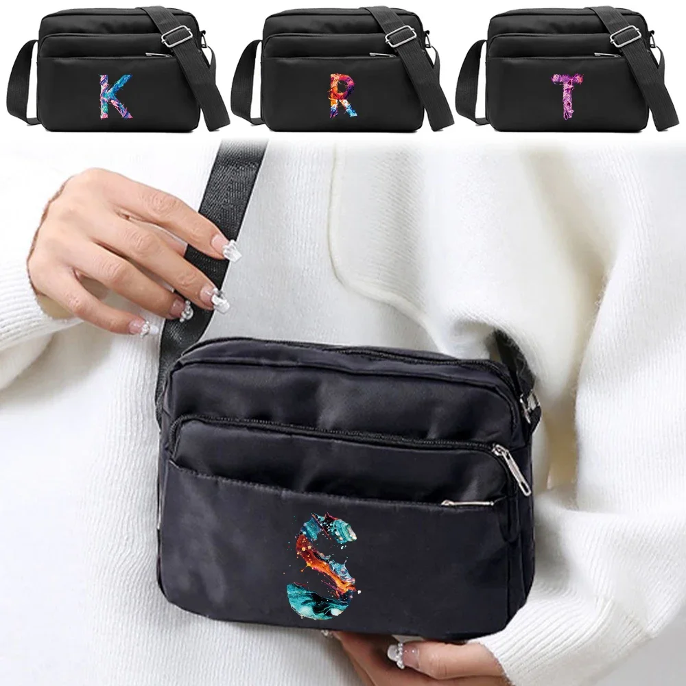 

New Crossbody Bag Large Capacity Short Trip Dualuse Storage Shoulder Bag Adjustable Strap Shopping Bag paint Letter Print Unisex