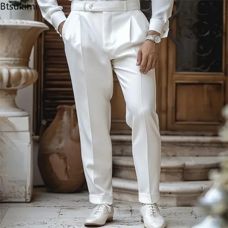 

Новые мужские брюки премиум-класса: элегантные, модные, повседневные, для вечеринок, весенне-осенние, деловые, прямые, формальные