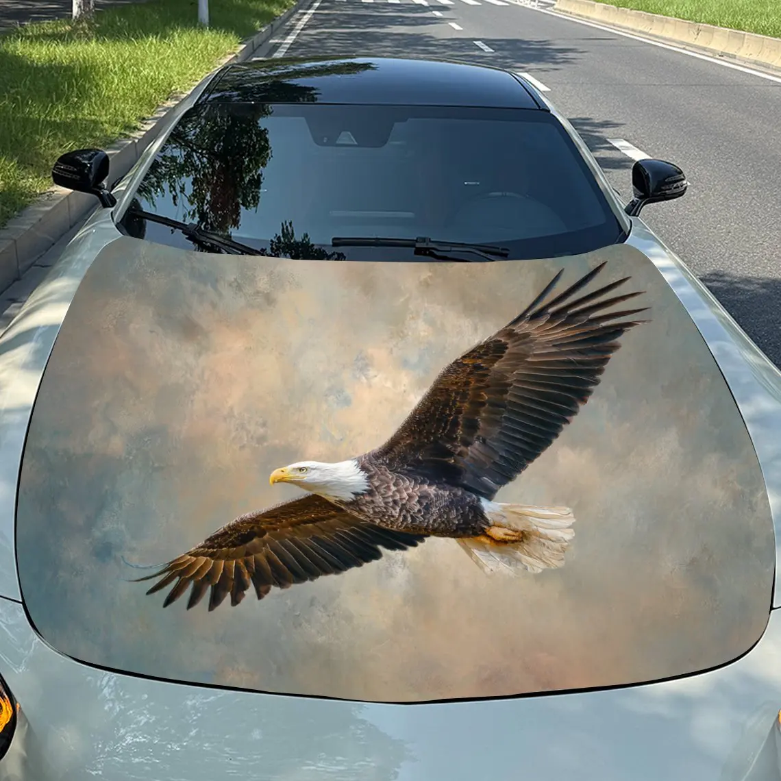

Sky Flying Bald Eagle Car Hood Wrap Color Vinyl Sticker Truck Graphic Bonnet Auto Accessories Decoration Protect Decal Gift