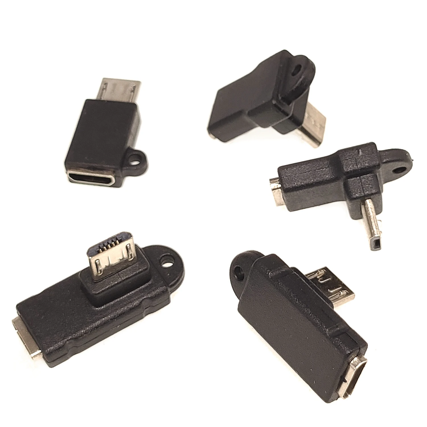 Micro USB data adapter male female USB connector, female male 5-pin Micro USB connector, left and right corners, 90 degrees