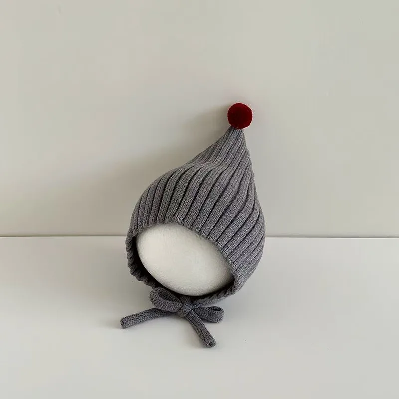 0-24M Baby Beanie Neugeborenen Elf Hut Frühling Herbst Gestrickte Winddicht Warme Earflap Kappe Mit Pom Pom – Detail 13