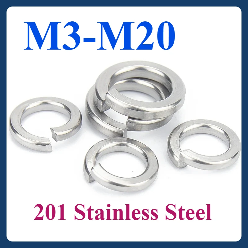 

M3 M4 M5 M6 M8 M10 M12 M14 M16-M20 Spring Lock Washers Made of 201 Stainless Steel Corrosion-Resistant ,Thickness 0.9mm-5.1mm