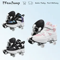 Four-Wheel Dual-Use Skating Shoes Double-Row Roller Men's Casual Sneakers Women's Men's Sport Walking Running Shoes