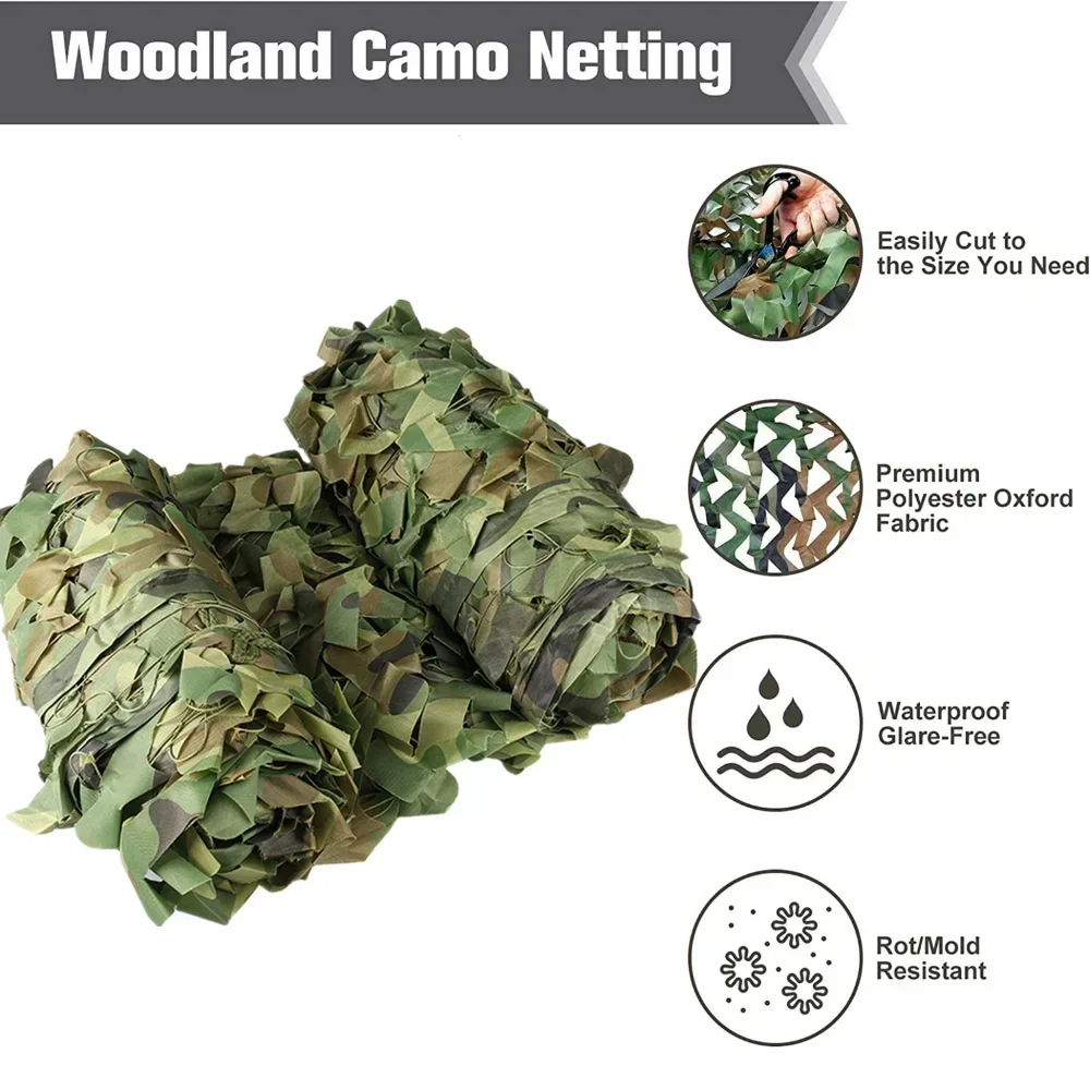 Woodland Camouflage Netting Woodland Camo Net for Camping Hunting Shooting Sunscreen Nets Sun Shelter Car Shade Covers Tents