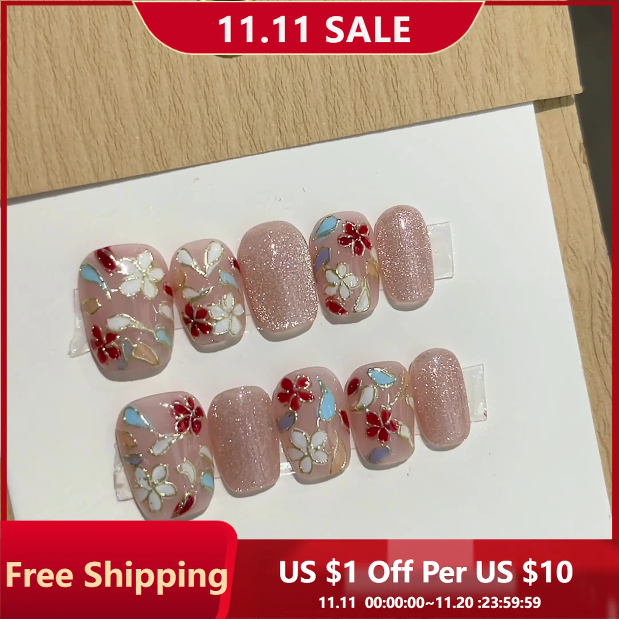 

10 шт., ручная работа, накладные ногти, ручная роспись, Cloisonibles, эмалированные накладные ногти «кошачий глаз» для женщин и девочек, съемные носимые накладные ногти