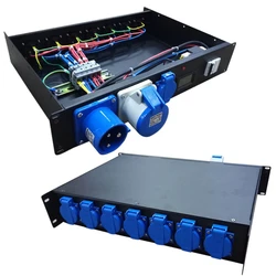 19 inch 2U Rack mount power distribution metal box with voltmeter