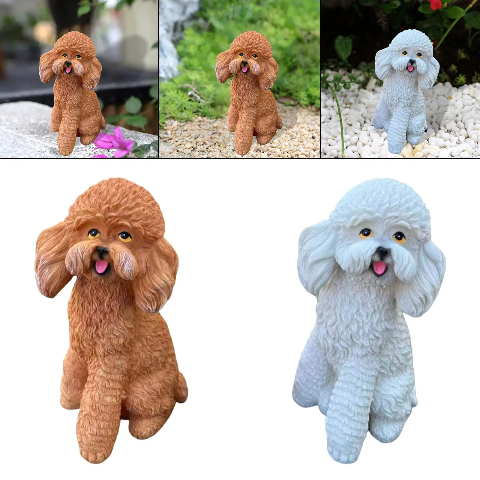 

Garden Dog Statue 12x13x23cm Cute Animal Sculpture for Balcony Office Porch