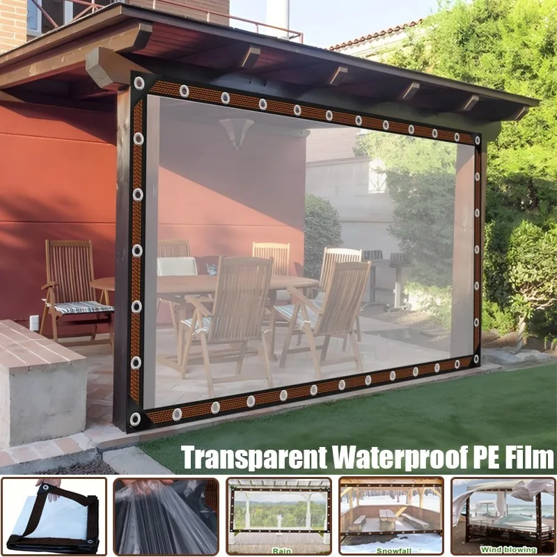1PC Thickened Transparent PE Waterproof Tarp Windproof Rainproof Cloth Balcony Greenhouse Plant Insulation Cover Easy to Install