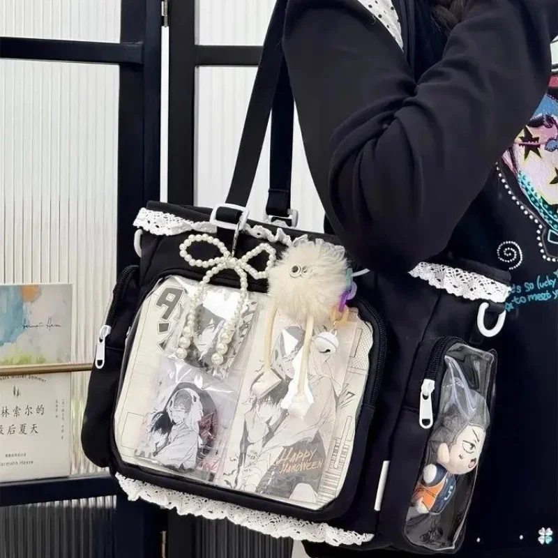 

2026 New Japanese Ballet Girl Handbag Shoulder Crossbody Bag Quadratic Element Transparent Pocket Storage Bag Girls Gifts