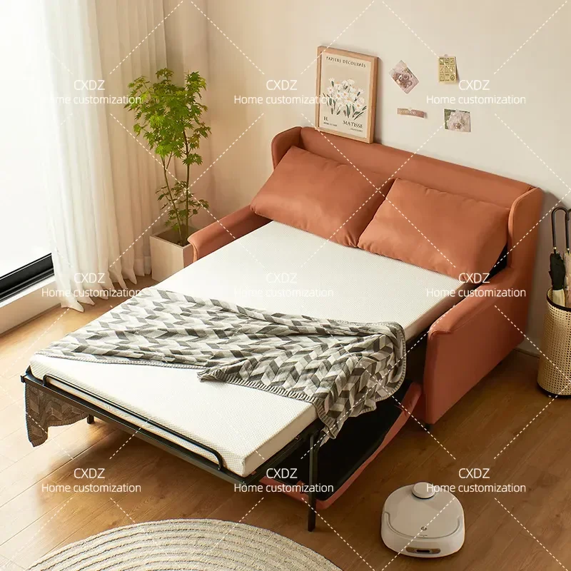 Multifunctional lazy sofa bed small apartment technology cloth metal frame high density springback sponge folding sofa