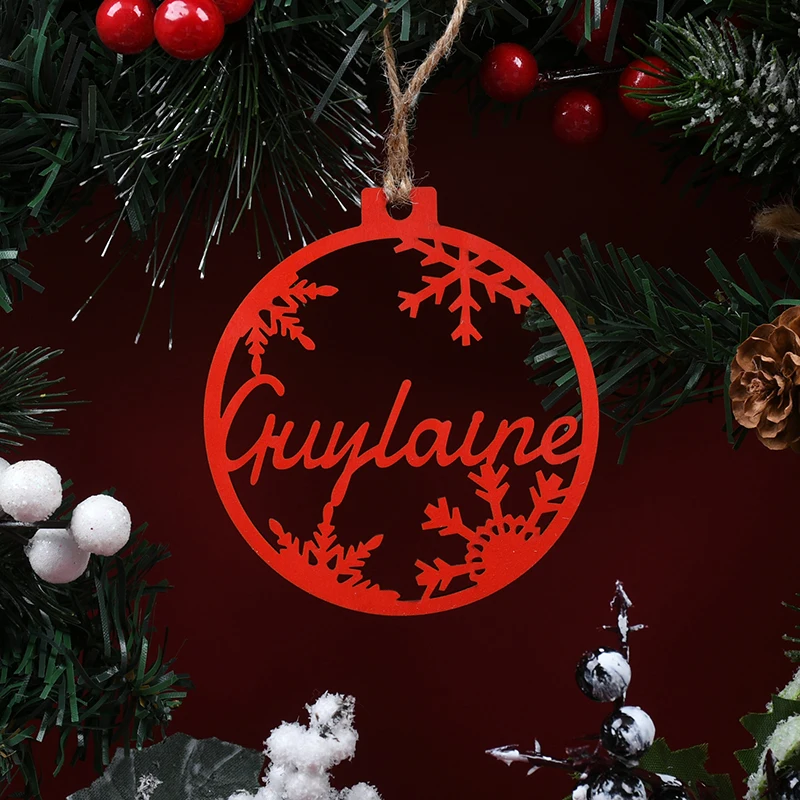 Custom-Made Christmas Tree Baubles Christmas Snowflake Ball Decor Personalized Ornament Laser Cut Custom Pendants with Name