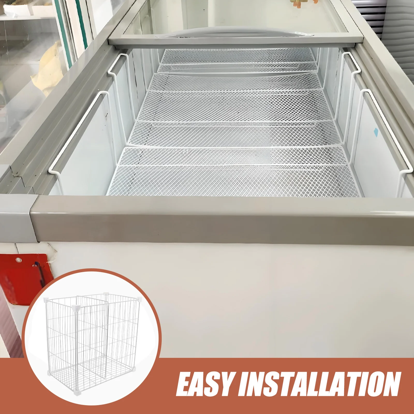 

Freezer Organizer Basket White Adjustable Partition Storage Basket Chest Freezer Rack Household Refrigerator Organizer
