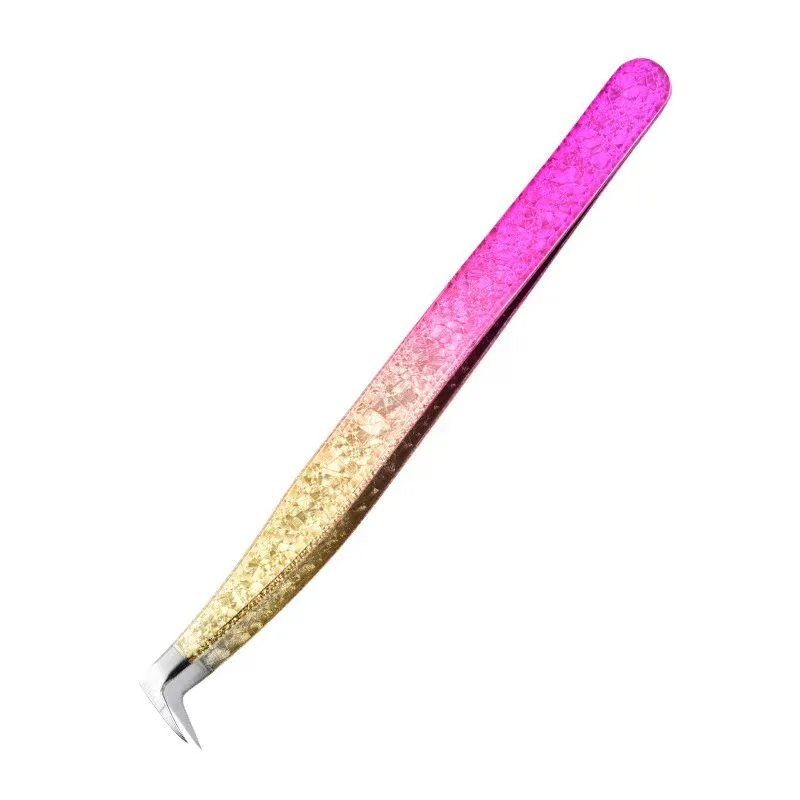 Ice Flower False Eyelash Tweezers Gold Feather Clip Tweezers Set