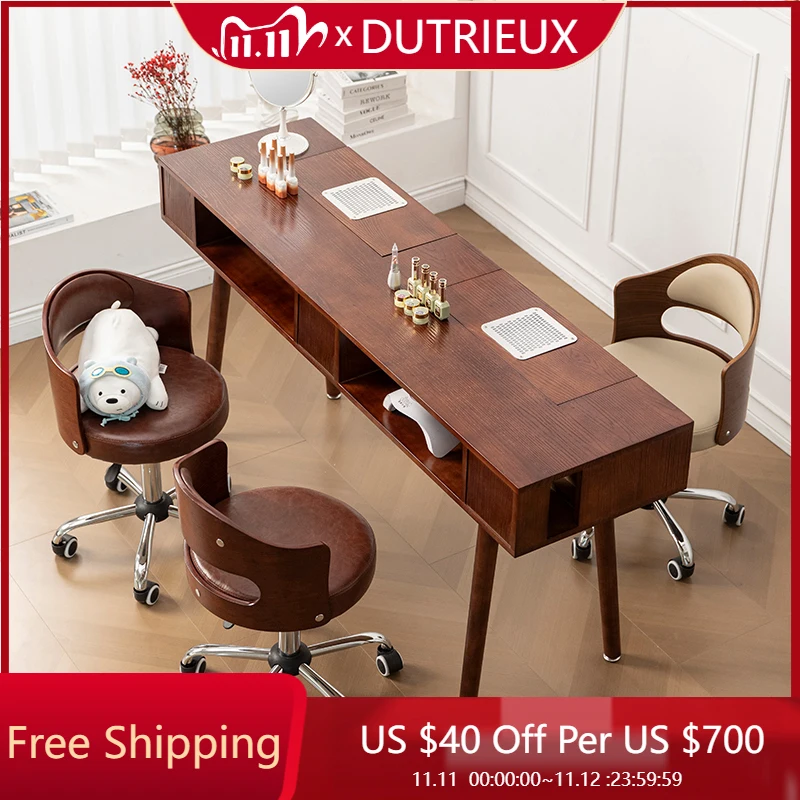 

Wooden Reception Manicure Table Salon Organizer Drawer Professionals Nail Desk Reception Makeup Tavolo Unghie Salon Furniture
