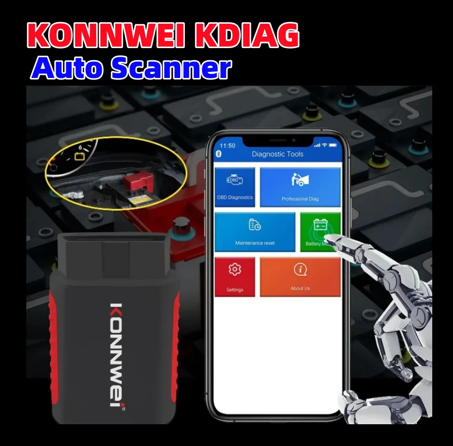 KONNWEI KDIAG MINI 2023 Full System Auto Scanner Reset SAS EPB Service ECU Programmer OBD 2 OBD2 Car Diagnostic Tool PK THINKCAR