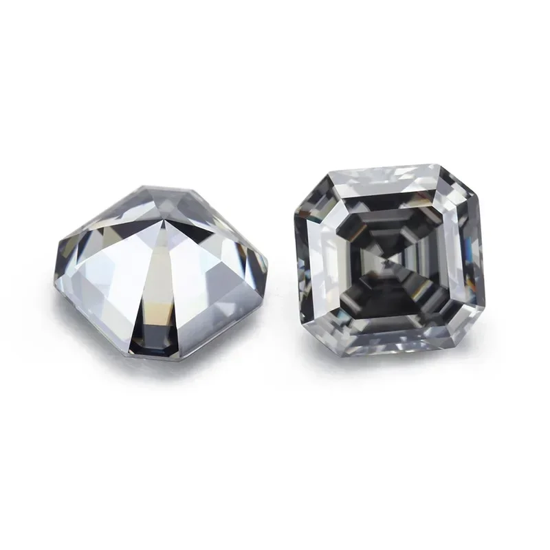 مويسانيتي رمادي اللون Asscher قطع مختبر نمت الأحجار الكريمة الاصطناعية DIY بها بنفسك صنع المجوهرات المواد تمرير اختبار مع Cer