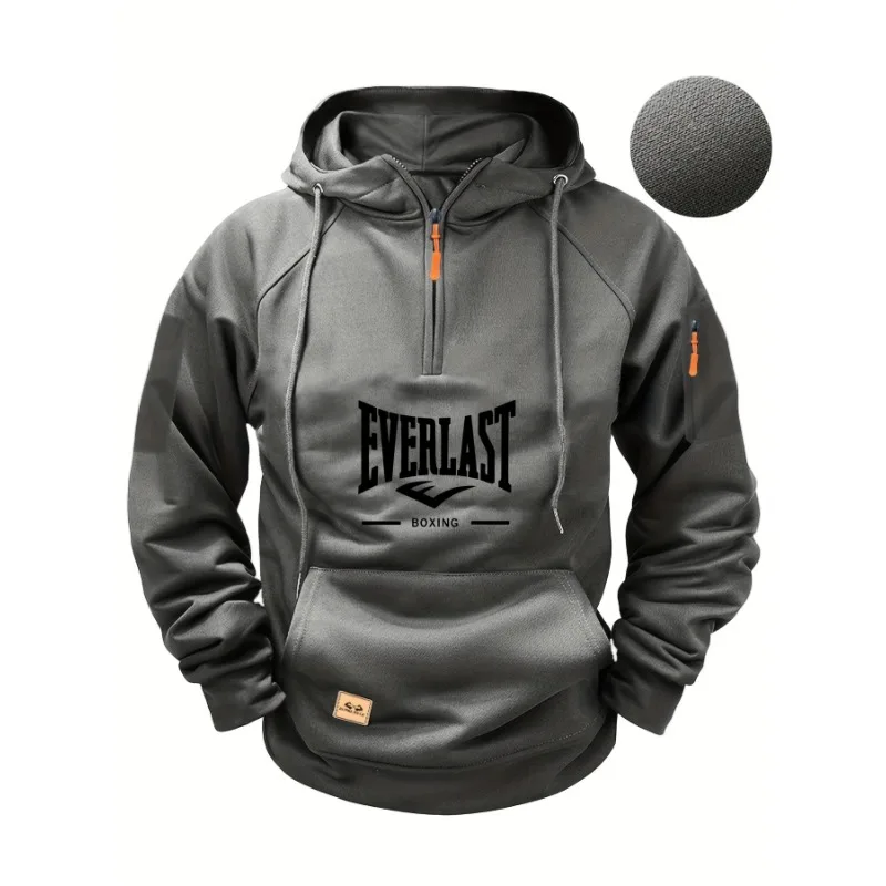 

Men's 2025 new high-quality half-zipper warm, fashionable and casual pullovers, spring and autumn fitness jogging sweatshirt