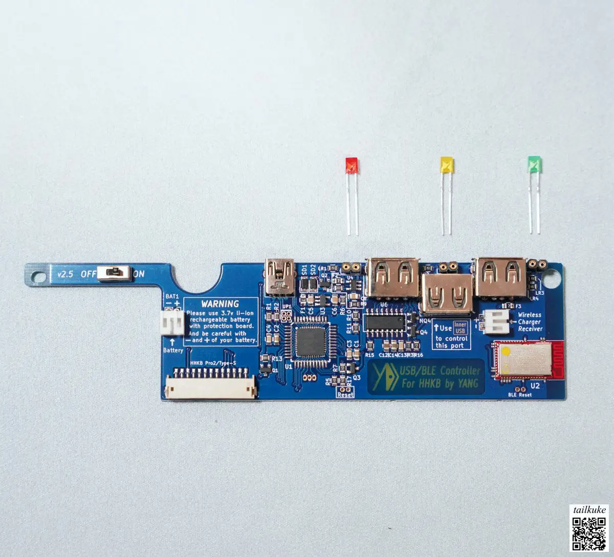 YDKB Electrostatic Capacitance to Wireless Bluetooth BLE BT Dual-mode Master Non-keyboard, Suitable for HHKB Pro2 Series