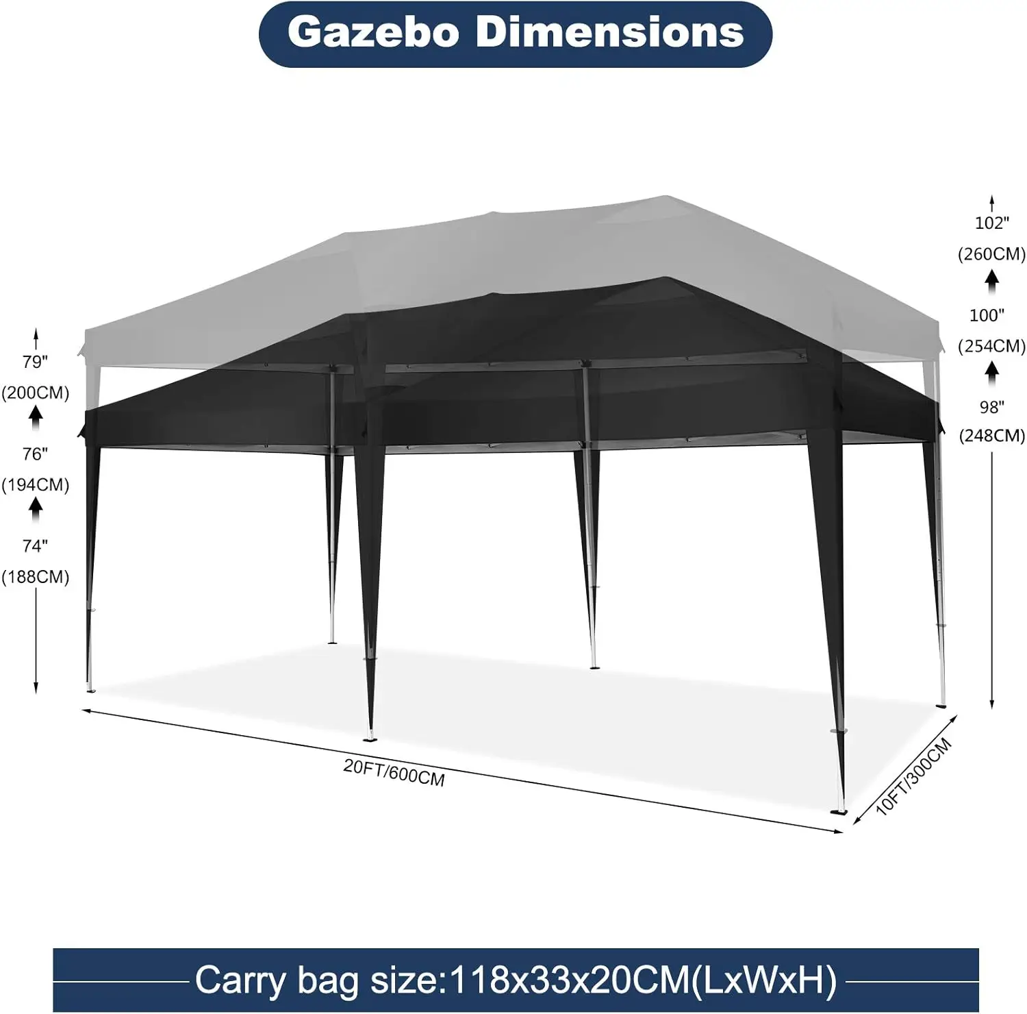 Tooluck 10x20 Pop Up Canopy Tent with 6 Sidewalls Tents for Parties Waterproof Camping Canopy Ez Up Party Tent Outdoor Portable