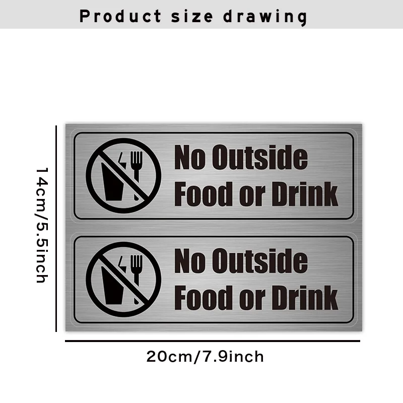 

8Pcs No Outside Food Allowed Sticker Self-Adhesive PVC Decal Restaurant Office Warning Sign No Food Or Drink Notice Label