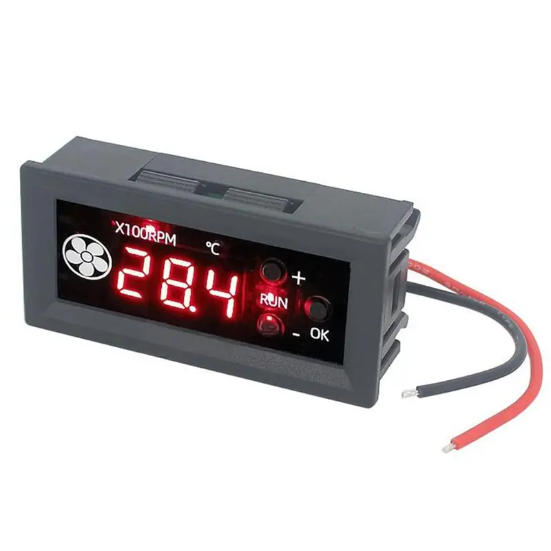 AB66-Digital Display 4-Wire 12V 3A PWM Fan Speed Controller With Temperature Probe And Circular Head