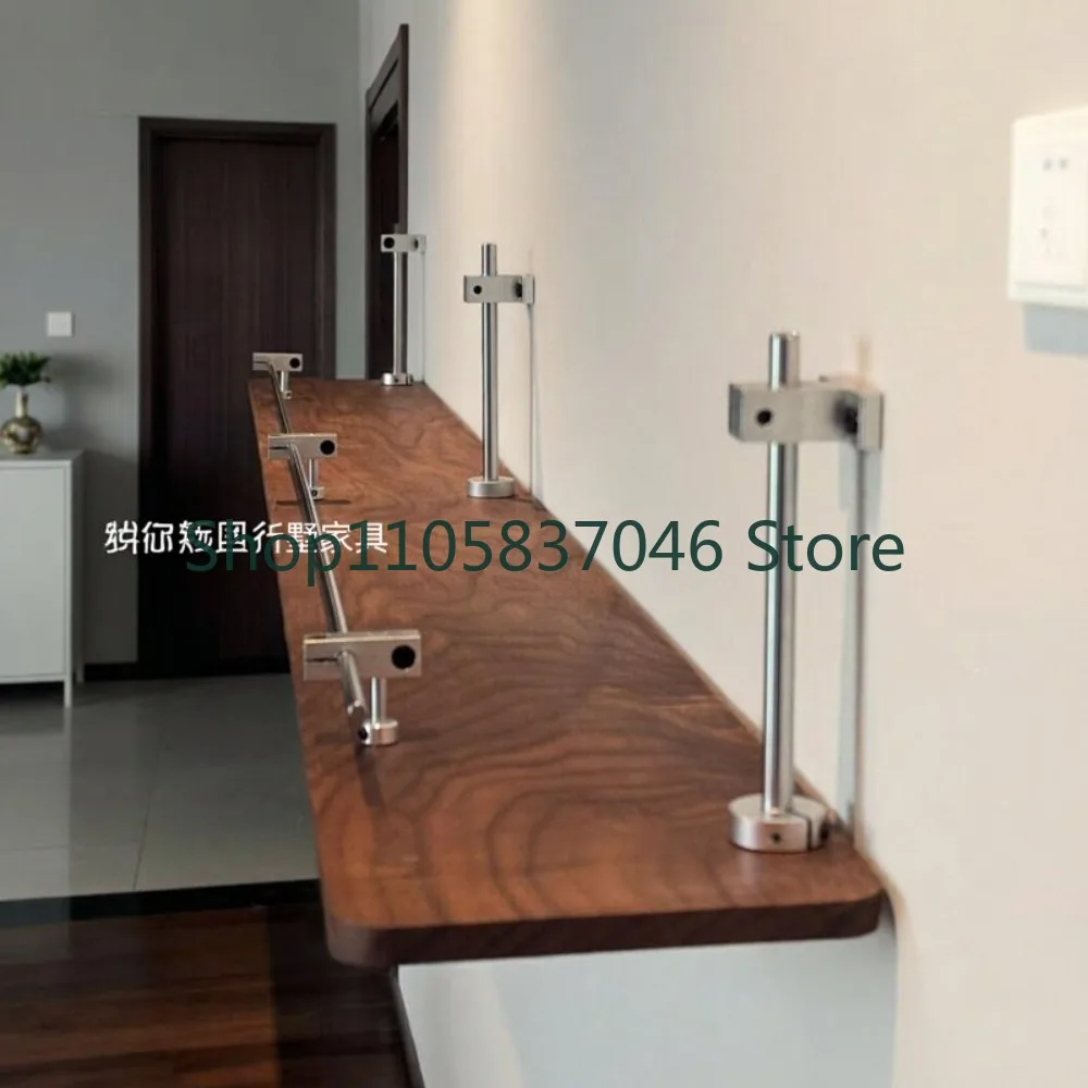 Stainless steel optical axis wall mounted storage rack, wall straight shelf, storage rack, display background decoration layer