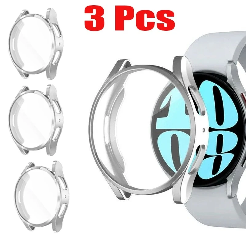 3PCS Silicone TPU Case for Samsung Galaxy Watch 4 5 6 7 40mm 44mm Protector Cover Coverage Bumper Screen Protection Accessories