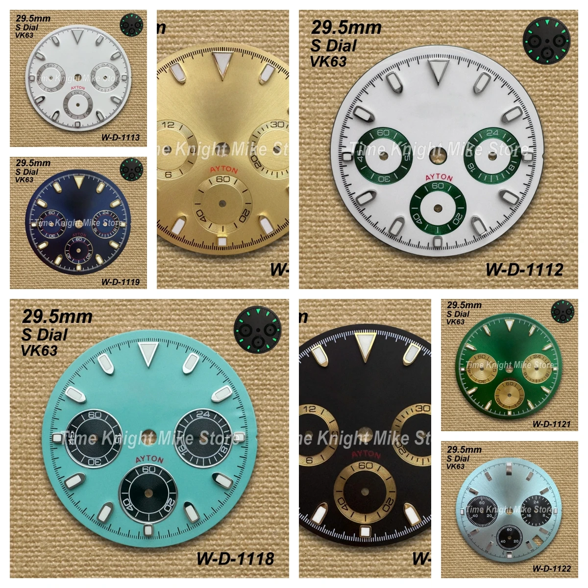 

29.5mm S Logo Panda DTN Dial For VK63 Movement Green Luminous High-Quality Watch Modification Accessories