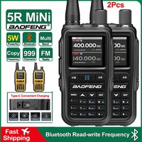 2Pcs Baofeng UV 5R Mini Walkie-Talkie APP Bluetooth Programming Copy Frequency Multi-Bands Type-C Charger 2Way Long Range Radios