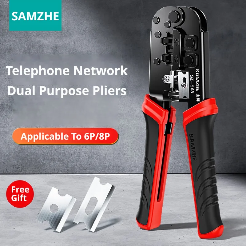 SAMZHE RJ45 Crimptang RJ11 RJ45 Crimping Tool Ethernet Netwerk LAN Kabel Crimptang Cutter Stripper Tang voor 4P 6P 8P RJ11 RJ45