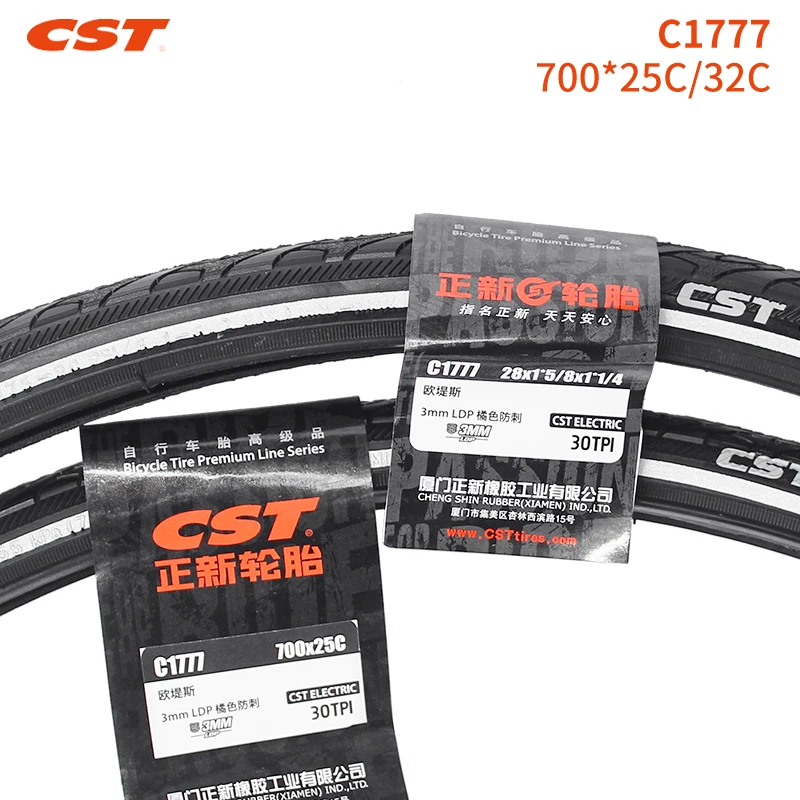 CST Road Bike Tire 700*25C C1777 E-bike Parts 700*32C Low resistance 3mm stab proof reflective strip Thickened bicycle tire