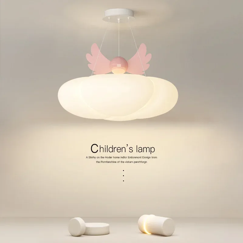 Children's Room Girl Bedroom Chandeliers Pink Angel Wings Cloud Lamps LED Modern Cute Warm Baby Room Princess Room Chandelier