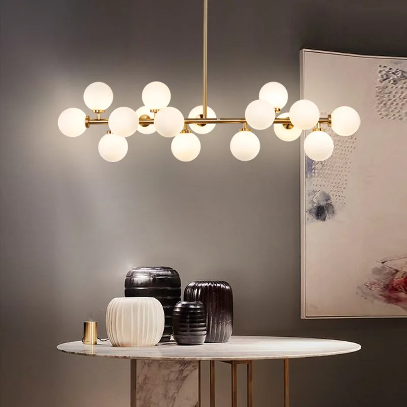

Nordic post-modern glass ball magic bean lamp creative personality restaurant iron pendant lamp