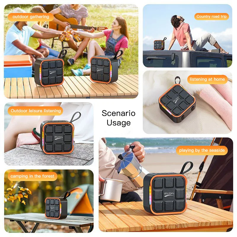 موسكي سمّاعات بلوتوث مكبر صوت لاسلكي صغير TF بطاقة USB مضخم صوت محمول MP3 صوت مكبر صوت لاسلكي للهواتف الذكية