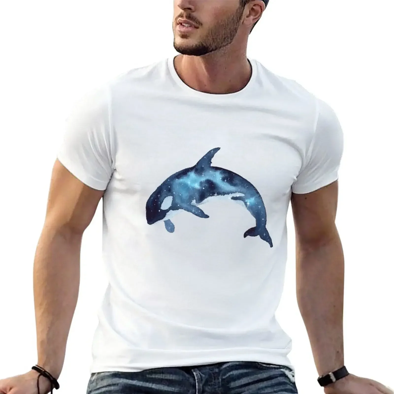 Galaxy Orca T-Shirt hippie clothes plus sizes Men's clothing