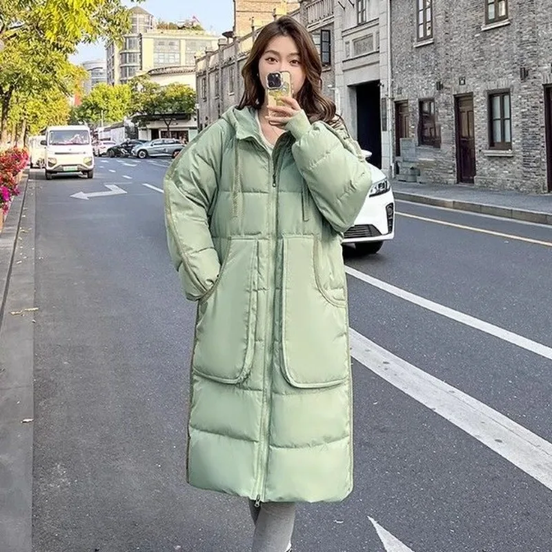 Women's Winter Cotton Jacket Coat Blouse Mid-length Splicing Corduroy Zipper Thickened Warm Premium Soft Versatile Trend Brand