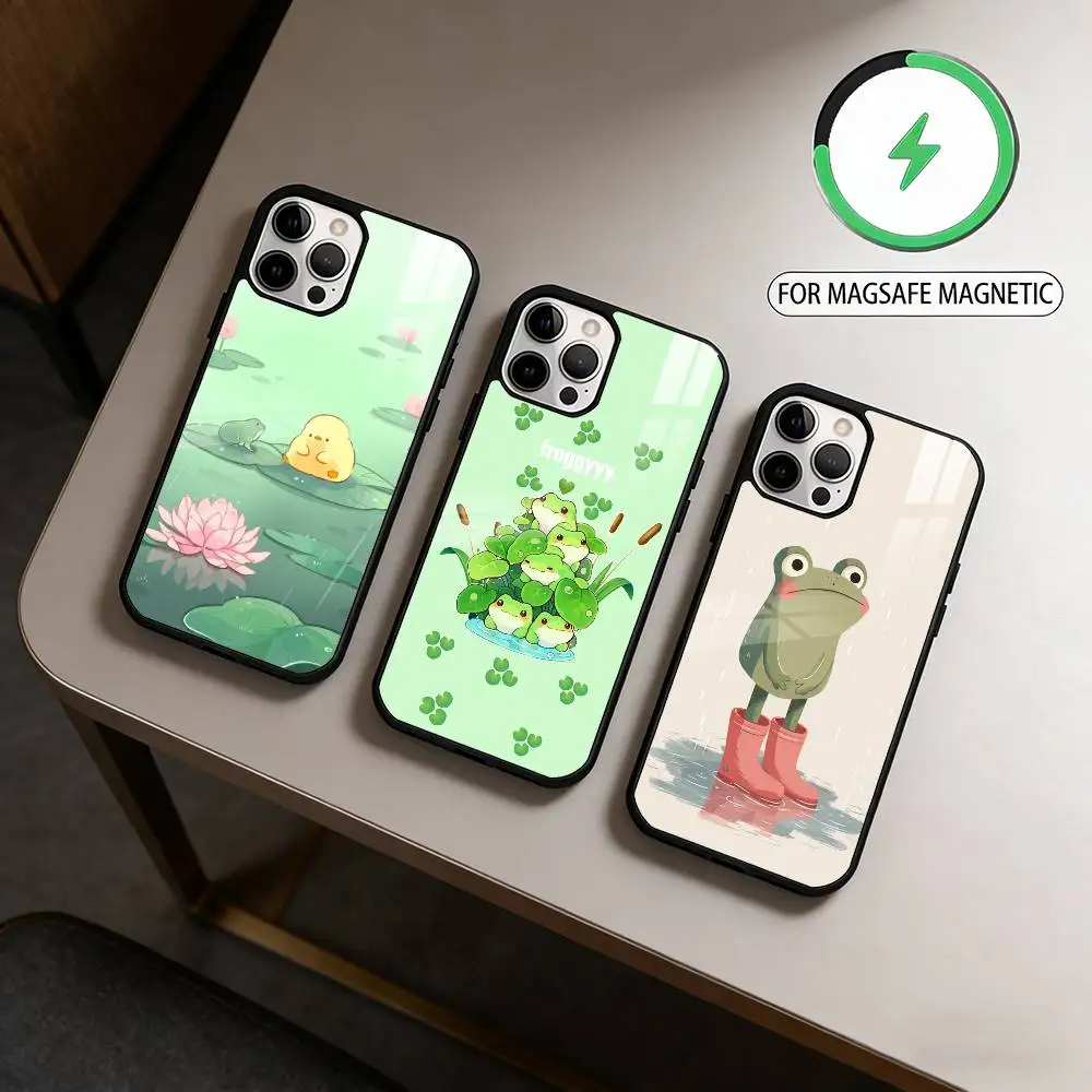 

T-The F-Frog C-Cute Magnetic For Magsafe Wireless Charging Phone Case For iPhone17,16,15,14,13,12,11 Plus,Pro Max
