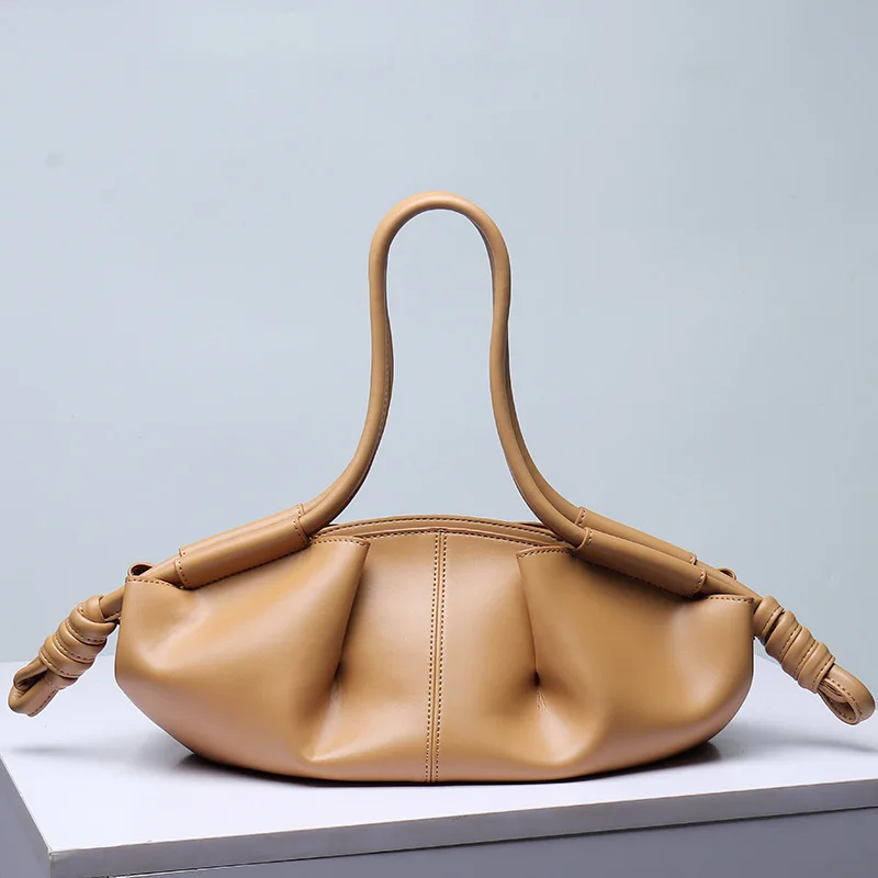 VM FASHION KISS 2024 Underarm Bag Cowhide Women\'s Bag With Drawstring Handle Dumpling Bag Luxury Design Bolsas Femininas