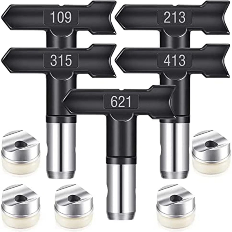 

5PCS Spray Nozzle Spray Tip Reversible Spray Tips Airless Paint Sprayer Nozzle Tips (109, 213, 315, 413, 621)